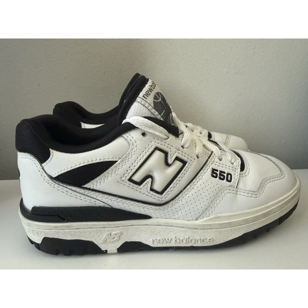 Size 4.5 Big Kids - New Balance 550 - White / Black / Raincloud - BB550HA1